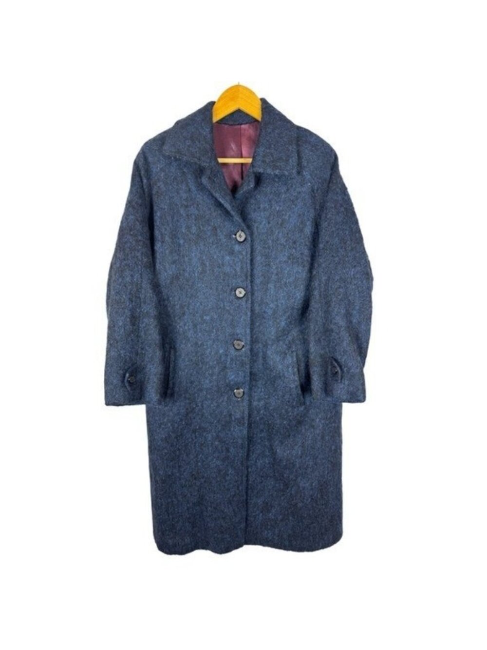 Jacob Crowley Vintage Mohair Wool Coat Blue Black Made in Canada CA 00412